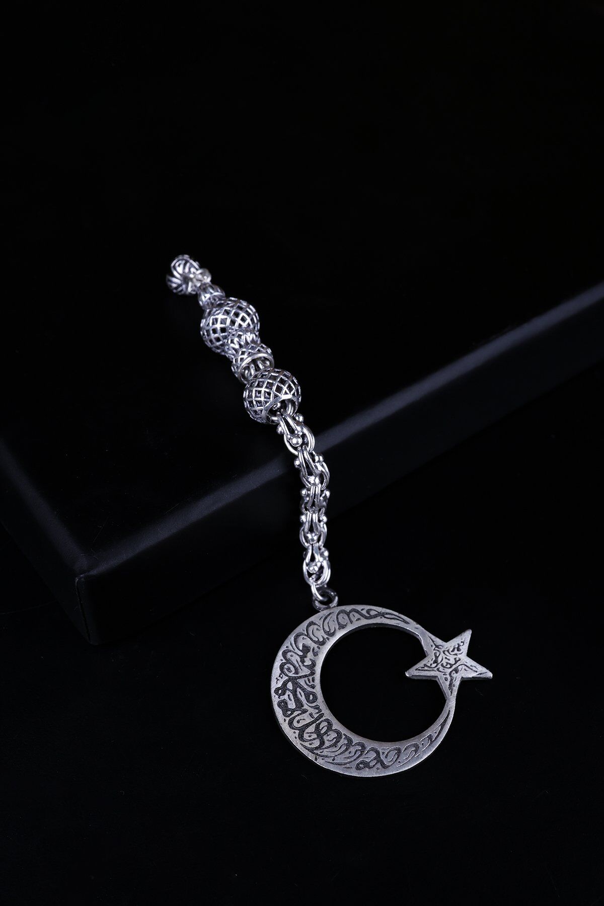ENCİLİ SİLVER 925 Ayar Gümüş Özel Seri Ay-Yıldız Hilal Uçlu Tesbih Püskülü