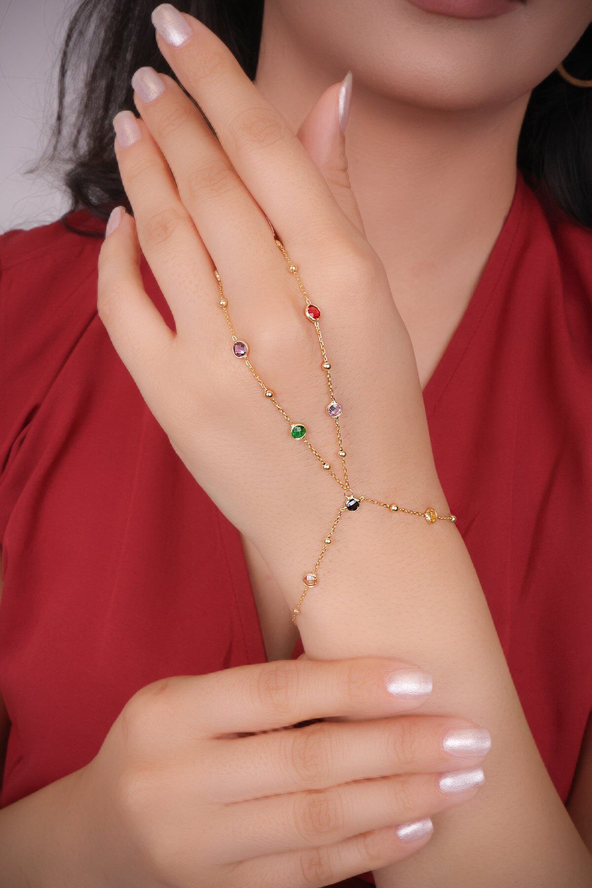 ENCİLİ SİLVER 925 Ayar Gümüş Gold Renkli Taşlı Şahmeran Model Kadın Bileklik