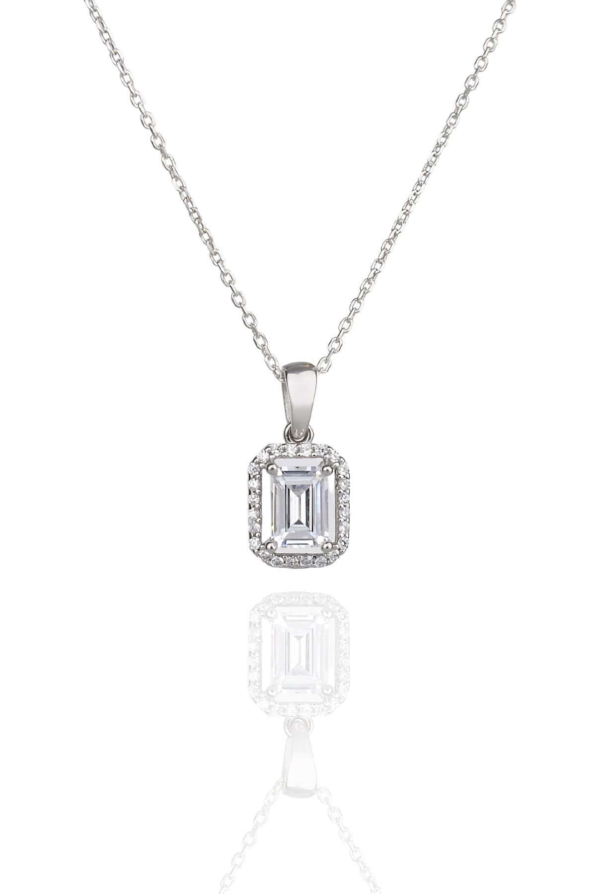 ENCİLİ SİLVER 925 Ayar Gümüş Swarovski Model Gümüş Kolye