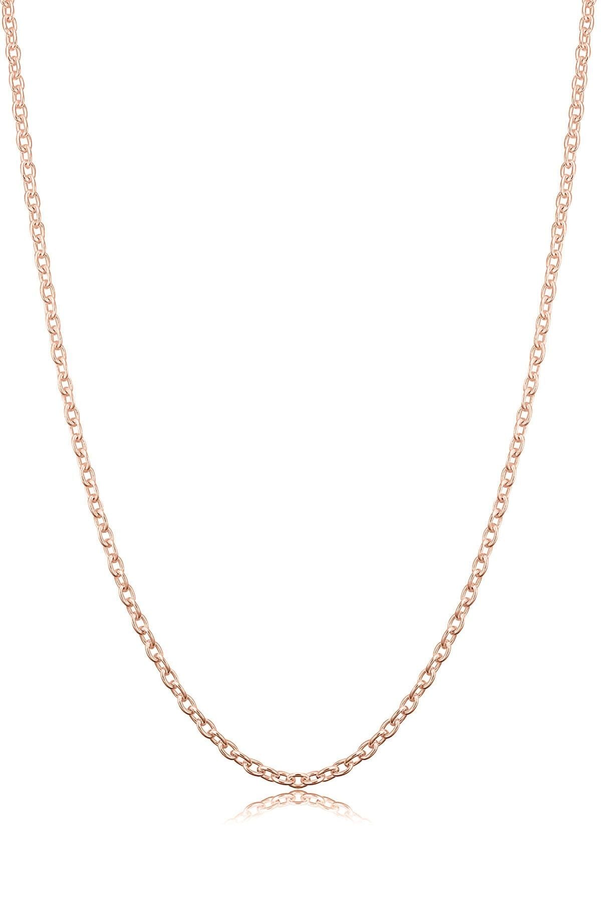 Kadın Gümüş Forse Zincir 925 Ayar Gümüş Hayalet Kolye Özel 1.1mm Mücevher rose - 50 cm