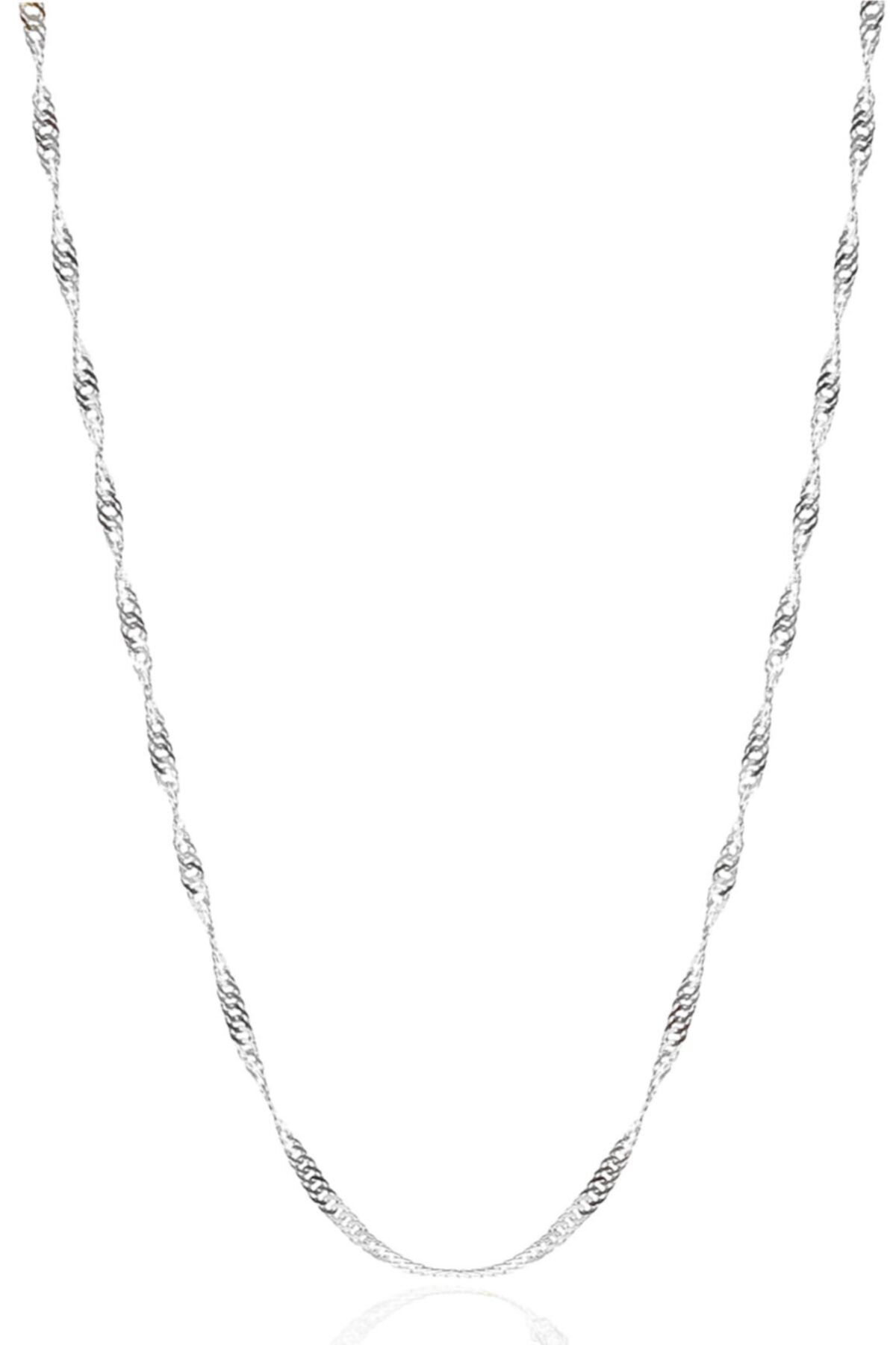 Kadın Gümüş Singapur Burgulu Zincir Burgu Kolye Özel 1.2mm Mücevher gümüş - 55 cm
