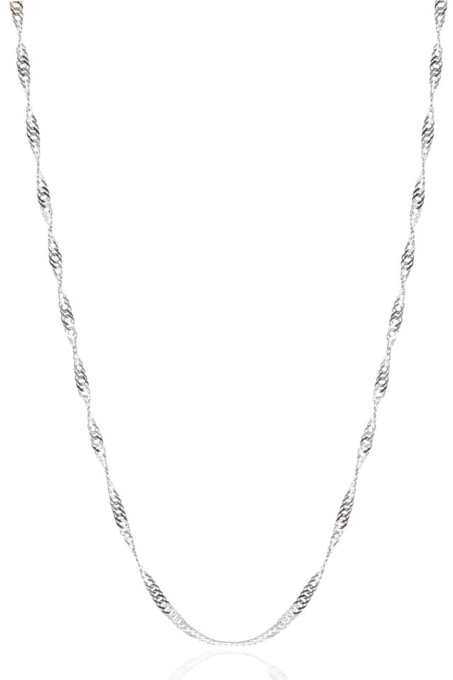 Kadın Gümüş Singapur Burgulu Zincir Burgu Kolye Özel 1.2mm Mücevher gümüş - 40 cm
