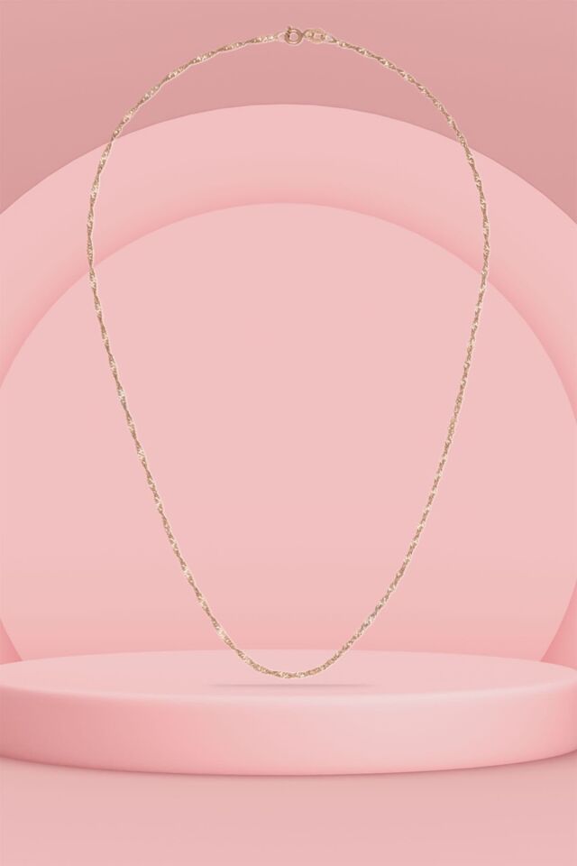 Kadın Gümüş Singapur Burgulu Zincir Burgu Kolye Özel 1.2mm Mücevher rose - 45 cm