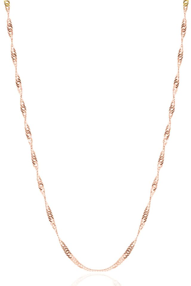 Kadın Gümüş Singapur Burgulu Zincir Burgu Kolye Özel 1.2mm Mücevher rose - 40 cm