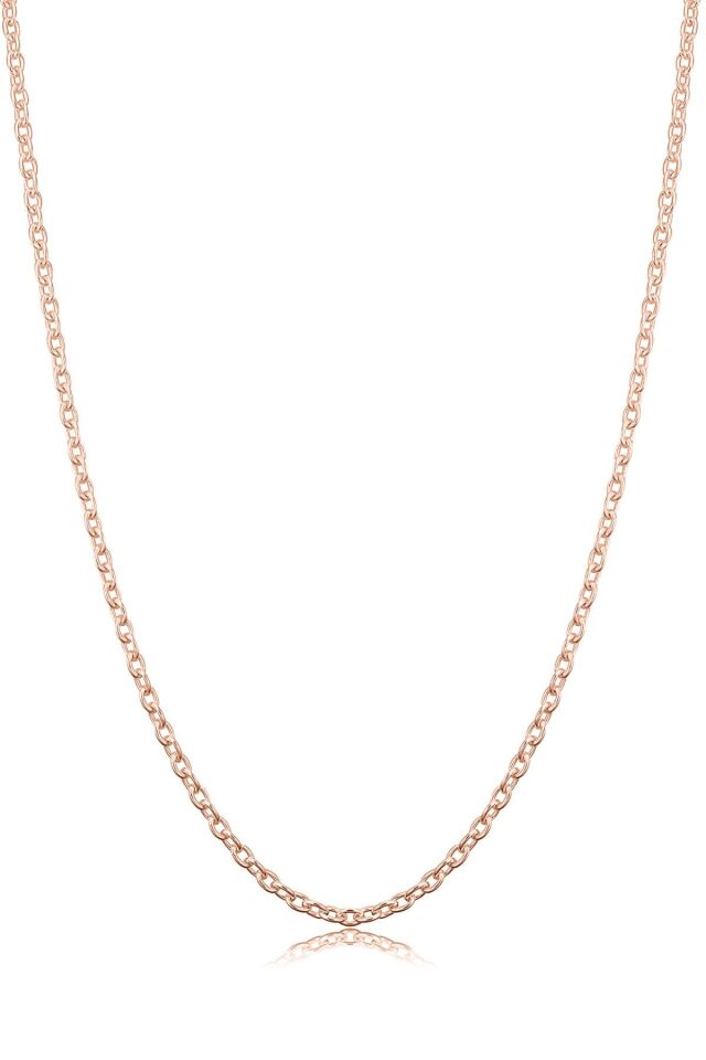 Kadın Gümüş Ince Forse Zincir Gümüş Kolye Özel 0.70mm Mücevher rose - 55 cm