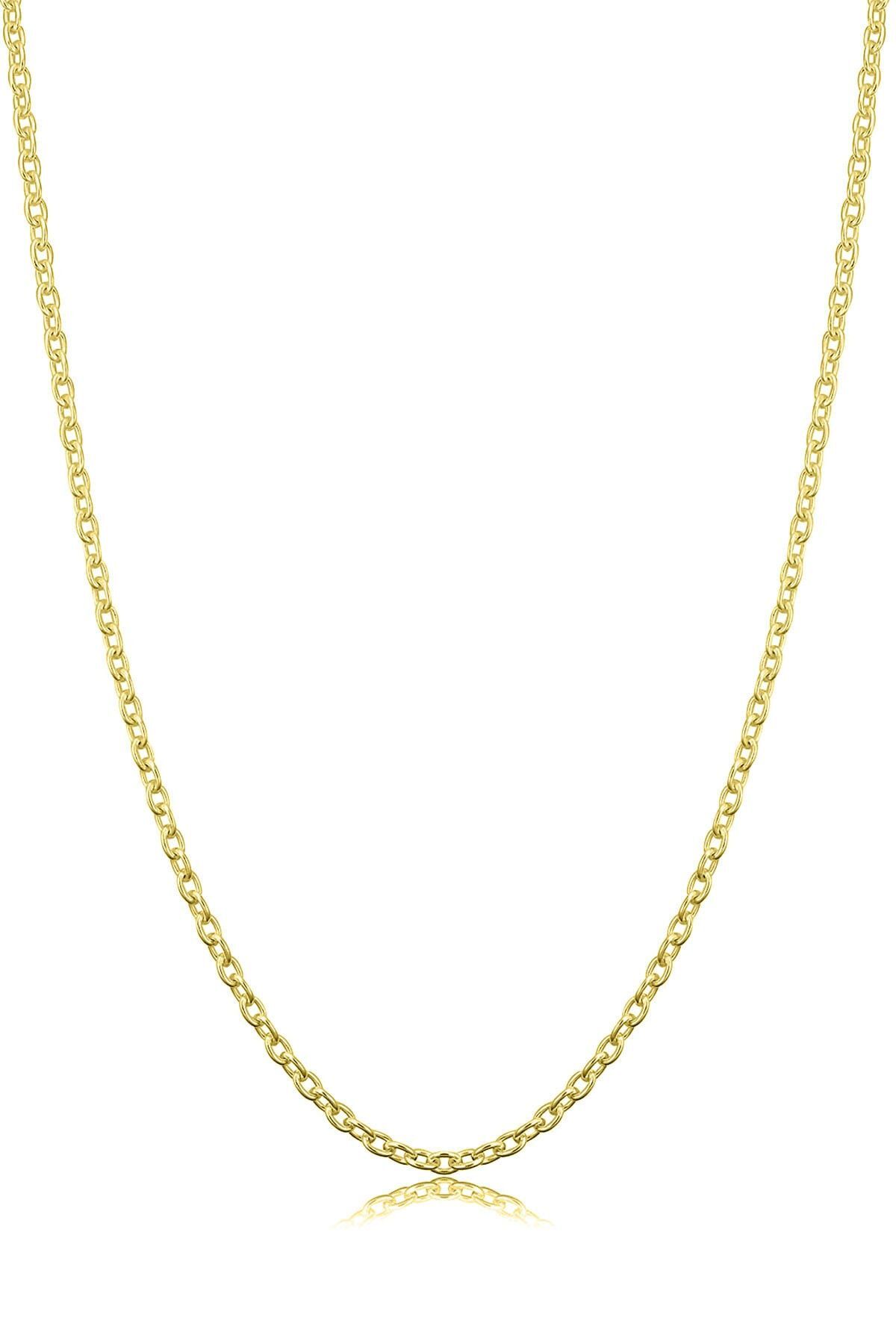 Kadın Gümüş Ince Forse Zincir Gümüş Kolye Özel 0.70mm Mücevher GOLD - 60 cm