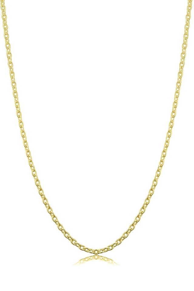Kadın Gümüş Ince Forse Zincir Gümüş Kolye Özel 0.70mm Mücevher GOLD - 60 cm