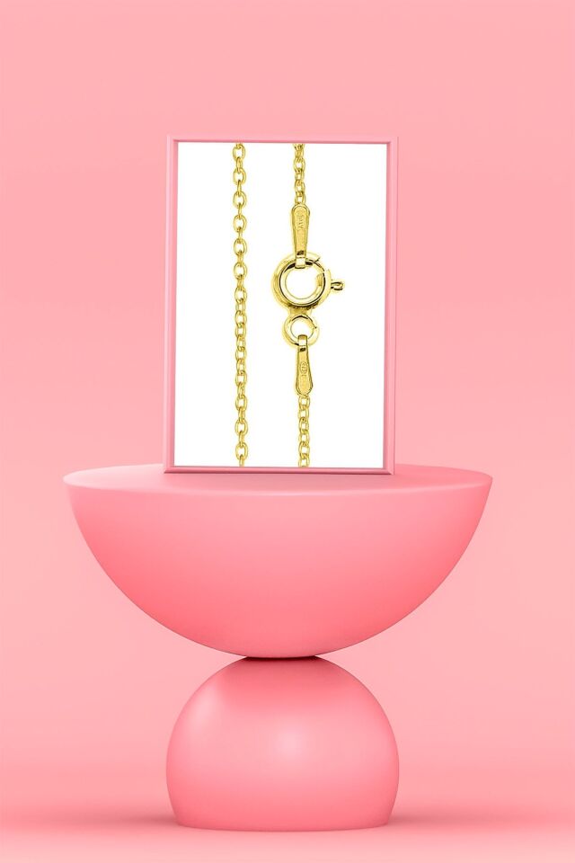 Kadın Gümüş Ince Forse Zincir Gümüş Kolye Özel 0.70mm Mücevher GOLD - 55 cm