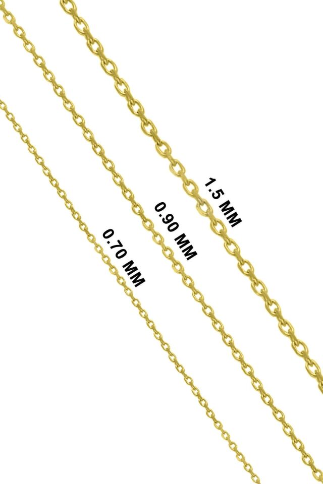Kadın Gümüş Ince Forse Zincir Gümüş Kolye Özel 0.70mm Mücevher GOLD - 55 cm