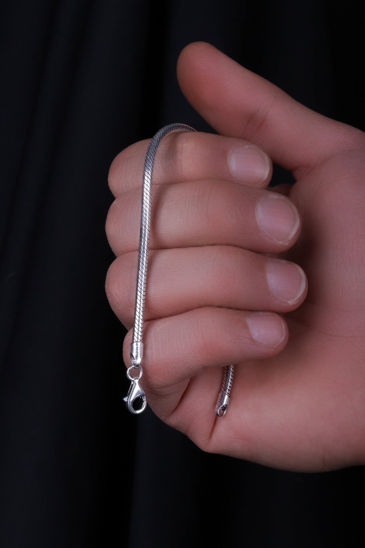 ENCİLİ SİLVER 925 Ayar Gümüş 2,8 Mm Yılan Zincir Model Bileklik