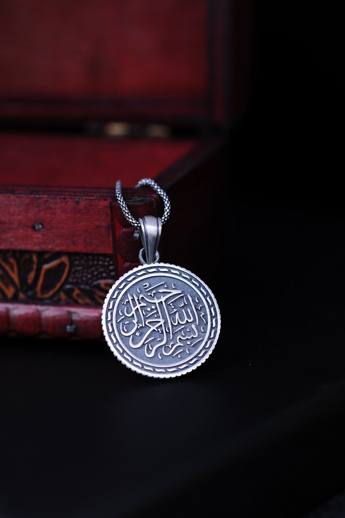 ENCİLİ SİLVER 925 Ayar Gümüş Özel Tasarım Besmele Yazılı Erkek Kolye