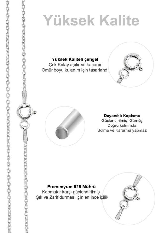 Kadın Gümüş Ince Forse Zincir Gümüş Kolye Özel 0.70mm Mücevher
