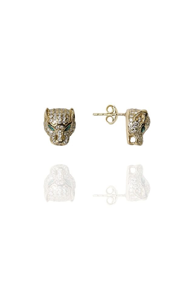 ENCİLİ SİLVER 925 Ayar Gümüş Özel Tasarım Panter Model Gümüş Renk Set(Kolye+Küpe+Yüzük+Bileklik)