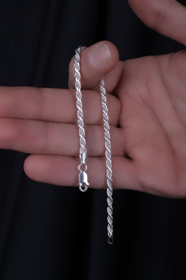 ENCİLİ SİLVER 925 Ayar Gümüş Halat Burgulu Zincir Model Bileklik