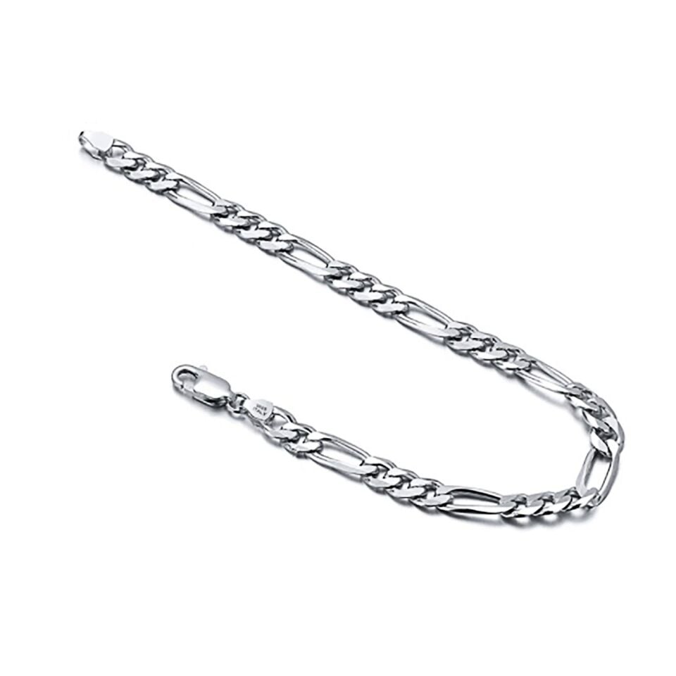 ENCİLİ SİLVER 925 Ayar Gümüş Erkek Figaro Zincir Kolye 60 cm ve Bileklik Set