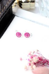 ENCİLİ SİLVER 925 Ayar Gümüş Göz Kırpan Mor Emoji Model Gümüş Renk Çocuk J Küpe