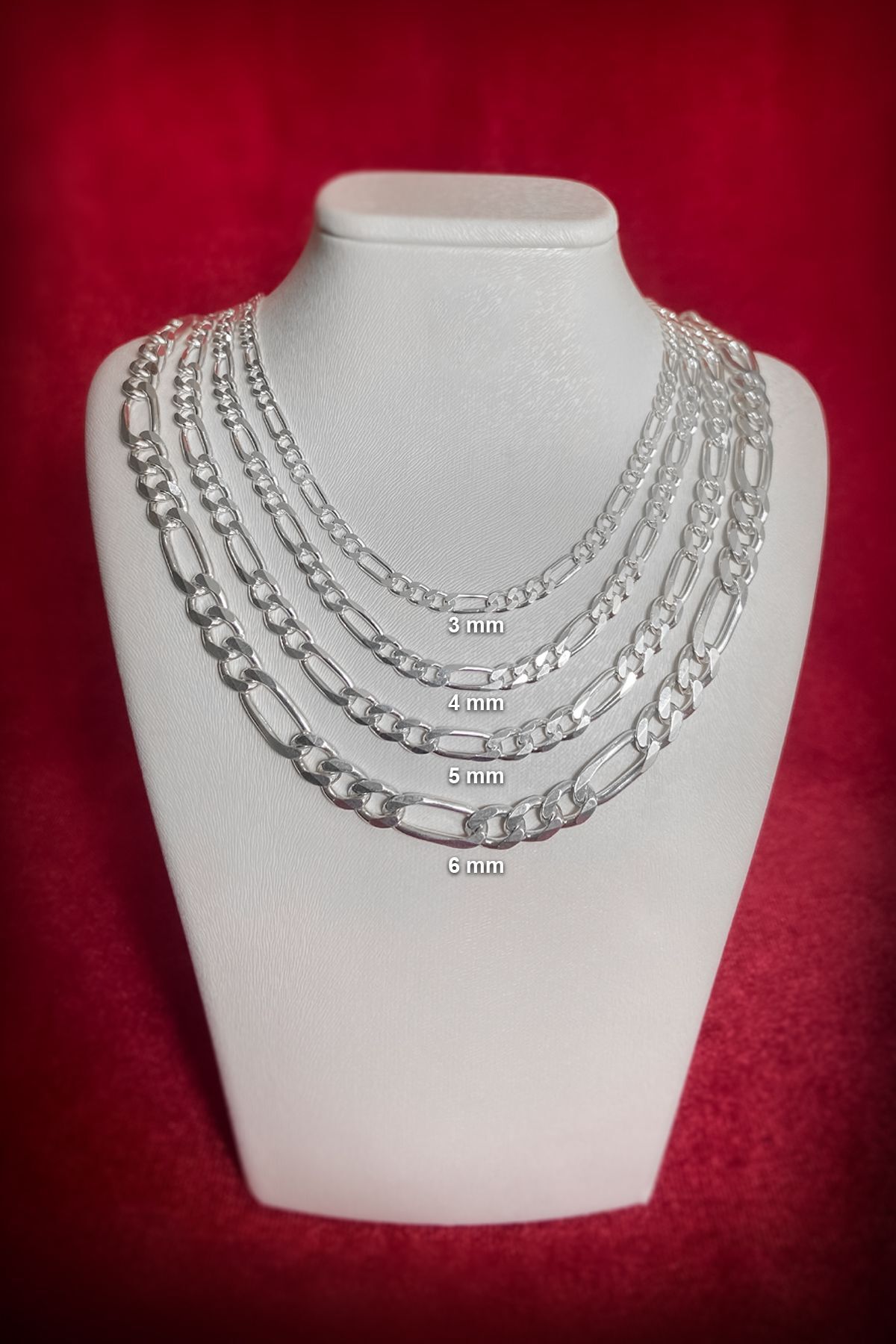 ENCİLİ SİLVER 925 Ayar Gümüş Erkek Figaro Zincir Kolye 60 cm gümüş - 3 MM