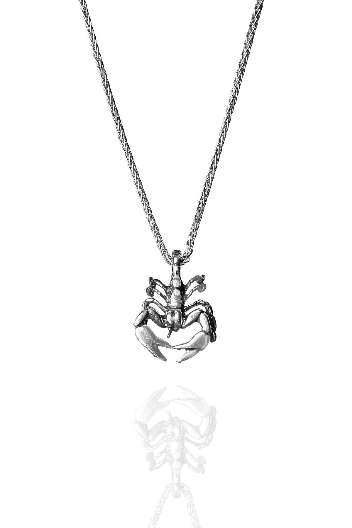 ENCİLİ SİLVER  925 Ayar Gümüş Küçük Akrep Model Erkek Kolye gümüş - 55 cm