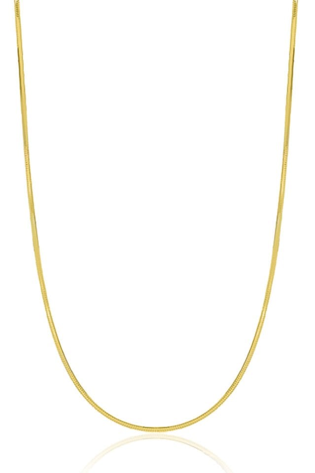 ENCİLİ SİLVER 925 Ayar Gümüş İtalyan Yassı Yılan Gold Renk Zincir Kolye