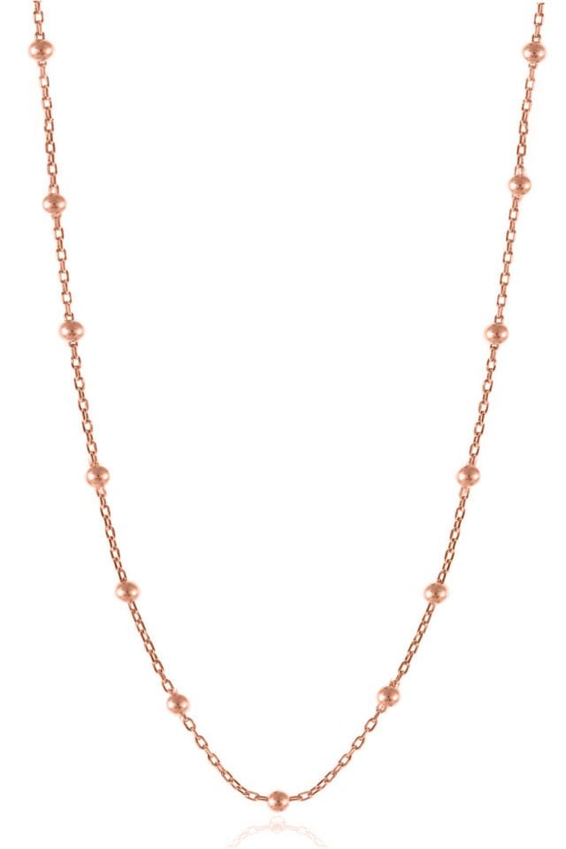Kadın Gümüş Top Top Zincir Rose Kaplama Toplu Kolye Özel 1.2mm Mücevher