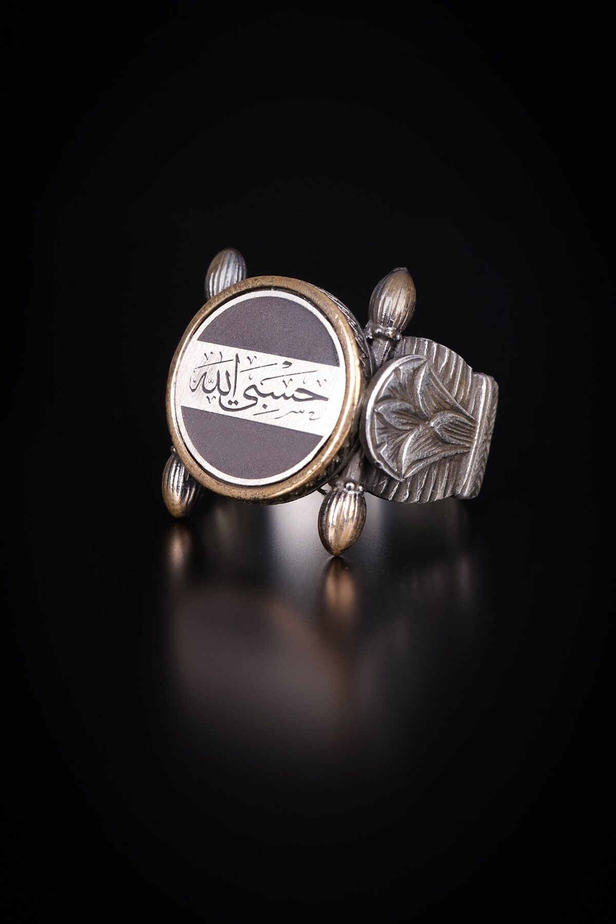 ENCİLİ SİLVER 925 Ayar Gümüş Özel Tasarım HasbiyAllah Yazılı Erkek Yüzük