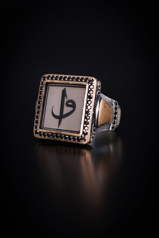 ENCİLİ SİLVER 925 Ayar Gümüş Özel Tasarım Elif Vav Model Erkek Yüzük