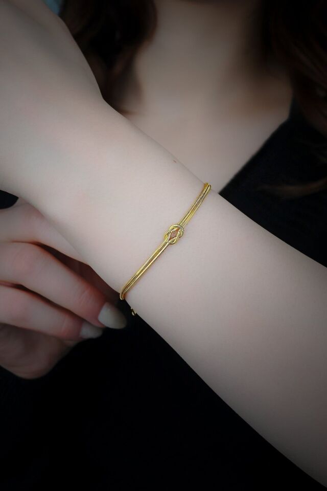 ENCİLİ SİLVER 925 Ayar Gümüş Düğüm Model Bileklik GOLD