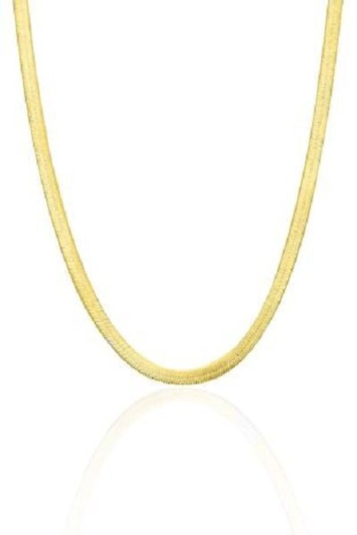 ENCİLİ SİLVER 925 Ayar Gümüş İtalyan Ezme Model Kadın Kolye 3,3 mm GOLD - Tek Ebat
