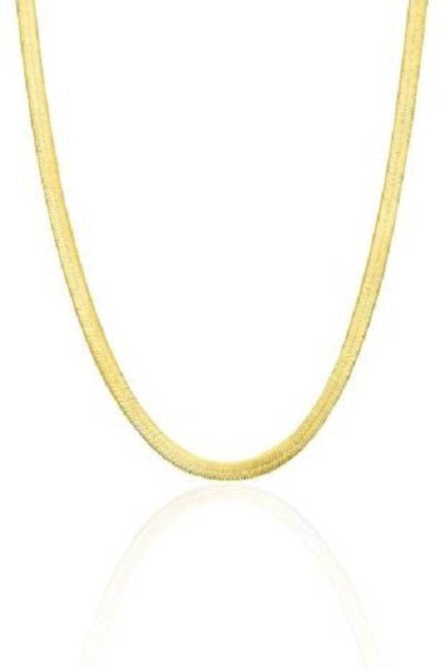ENCİLİ SİLVER 925 Ayar Gümüş İtalyan Ezme Model Kadın Kolye 3,3 mm GOLD - Tek Ebat