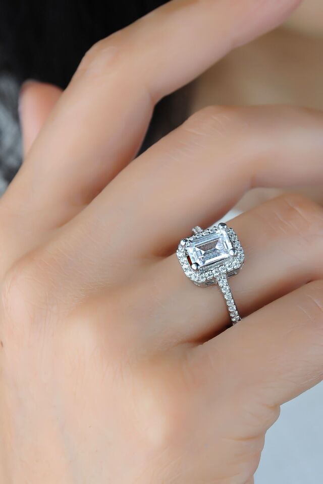 ENCİLİ SİLVER 925 Ayar Gümüş Swarovski Model Gümüş Kadın Yüzük gümüş - 11