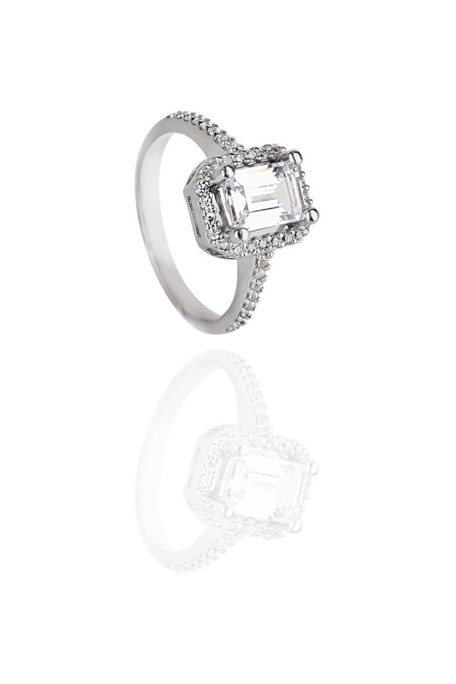 ENCİLİ SİLVER 925 Ayar Gümüş Swarovski Model Gümüş Kadın Yüzük gümüş - 11