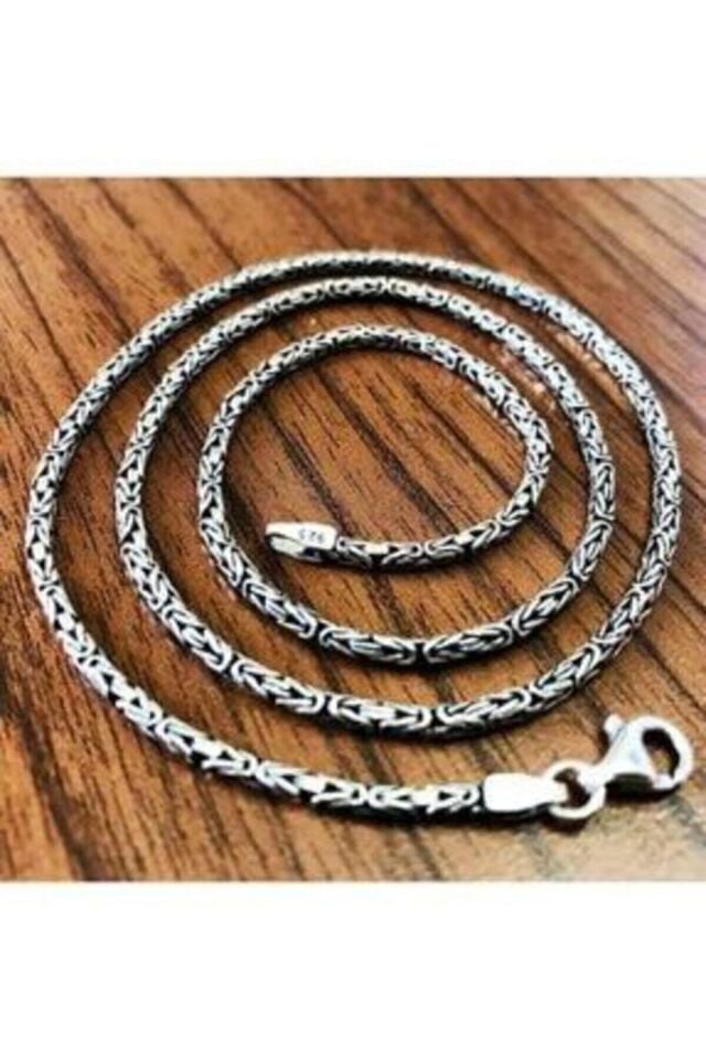 ENCİLİ SİLVER 925 Ayar Gümüş Kral Zincir Yuvarlak Kral Model Kolye 3.5 mm