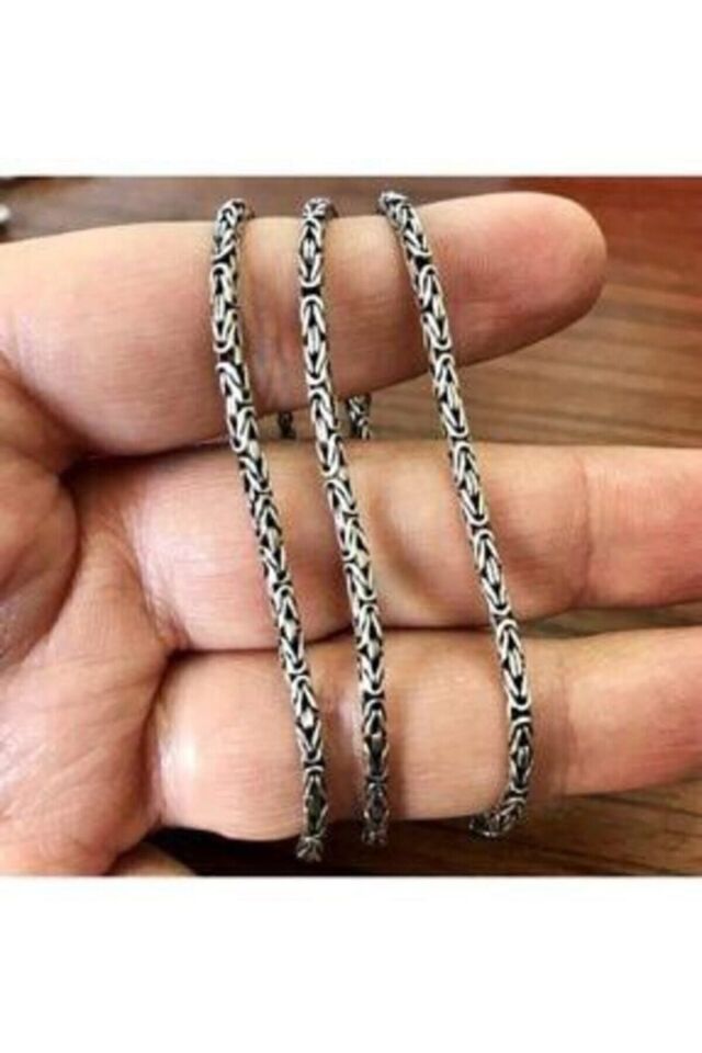 ENCİLİ SİLVER 925 Ayar Gümüş Kral Zincir Yuvarlak Kral Model Kolye 3.5 mm