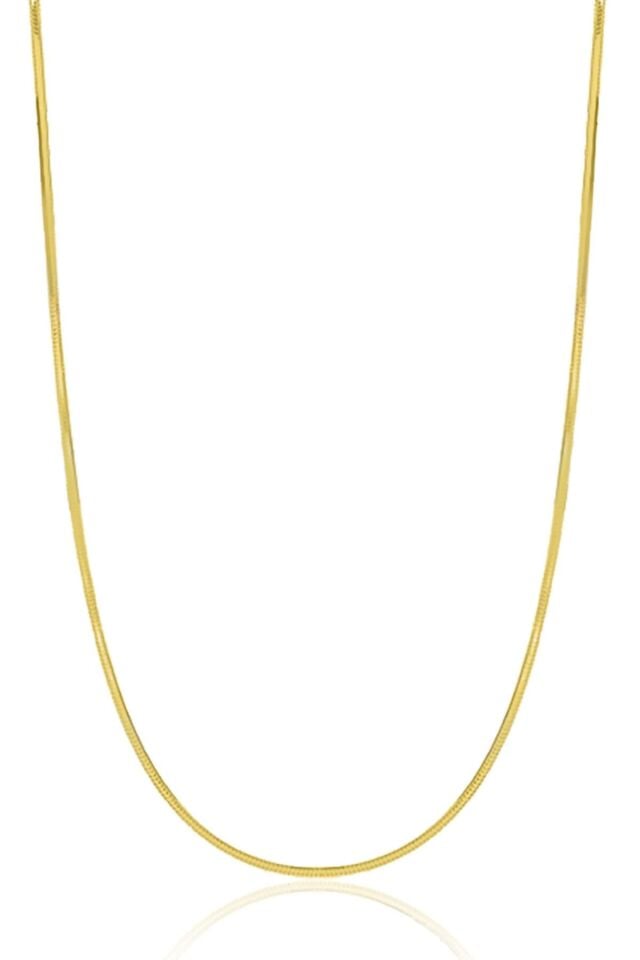 ENCİLİ SİLVER 925 Ayar Gümüş İtalyan Yassı Yılan Gold Renk Zincir Kolye