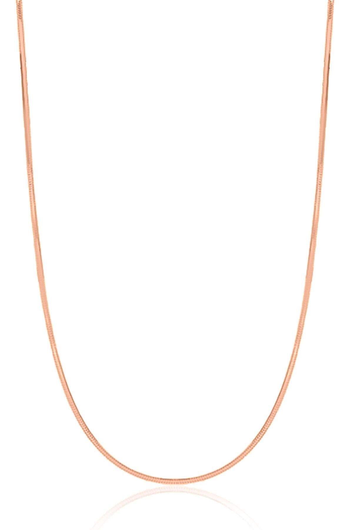 ENCİLİ SİLVER 925 Ayar Gümüş İtalyan Ezme Kadın Zincir 1 mm Gümüş Renk rose - 50 cm