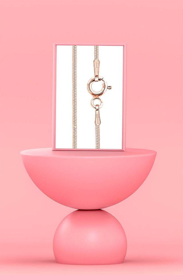 ENCİLİ SİLVER 925 Ayar Gümüş İtalyan Ezme Kadın Zincir 1 mm Gümüş Renk rose - 50 cm