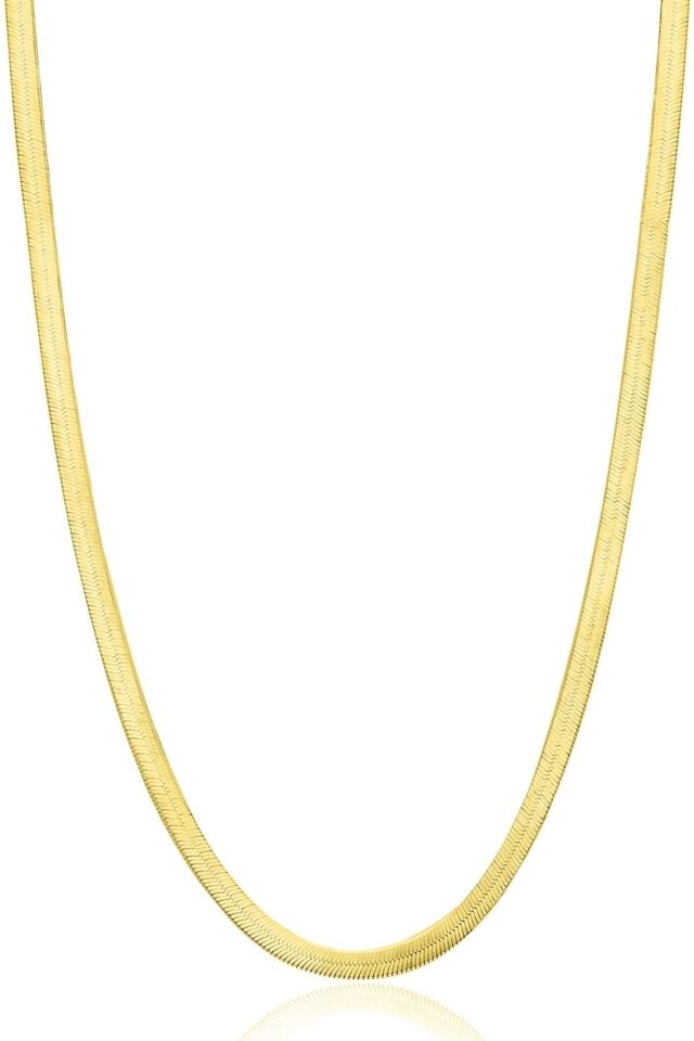 ENCİLİ SİLVER 925 Ayar Gümüş İtalyan Ezme Model Kadın Zincir 3 mm Altın - 50 cm