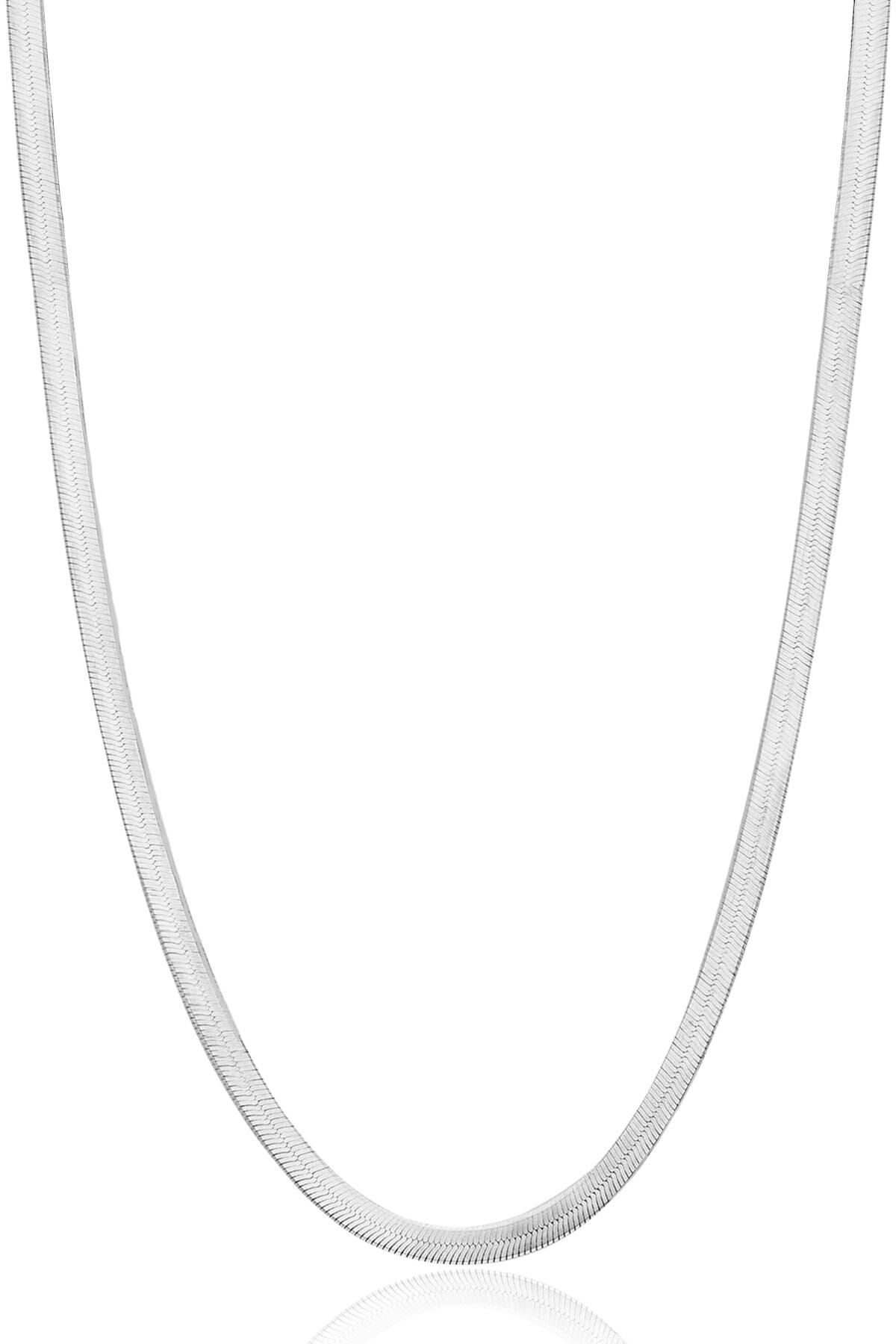 ENCİLİ SİLVER 925 Ayar Gümüş İtalyan Ezme Model Kadın Zincir 3 mm gümüş - 42 cm