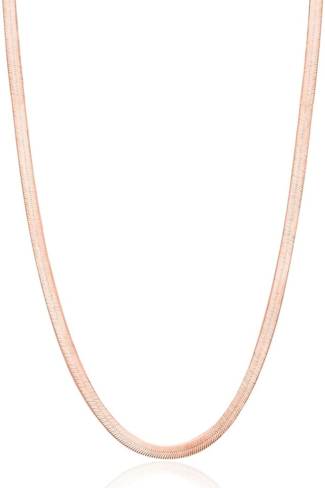 ENCİLİ SİLVER 925 Ayar Gümüş İtalyan Ezme Model Kadın Zincir 3 mm rose - 50 cm