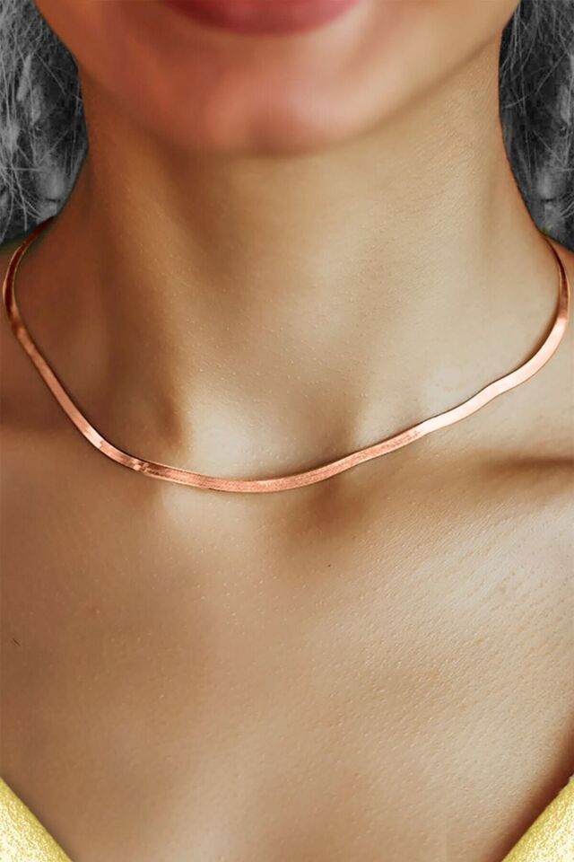 ENCİLİ SİLVER 925 Ayar Gümüş İtalyan Ezme Model Kadın Zincir 3 mm rose - 50 cm