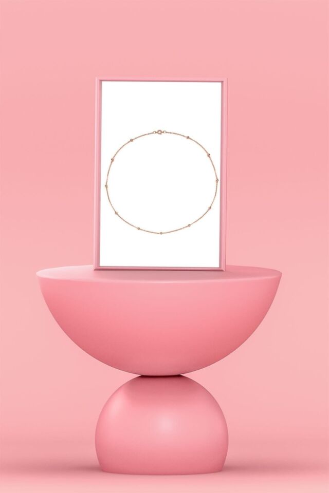 Kadın Gümüş Top Top Zincir Beyaz Altın Kaplama Toplu Kolye Özel 1.2mm Mücevher rose - 45 cm