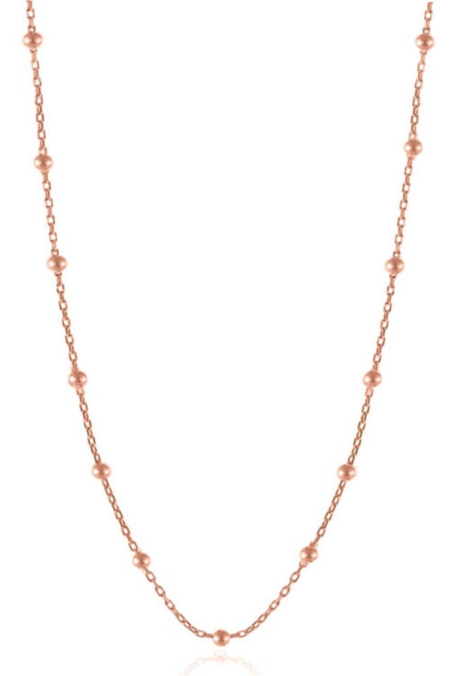 Kadın Gümüş Top Top Zincir Rose Kaplama Toplu Kolye Özel 1.2mm Mücevher rose - 40 cm