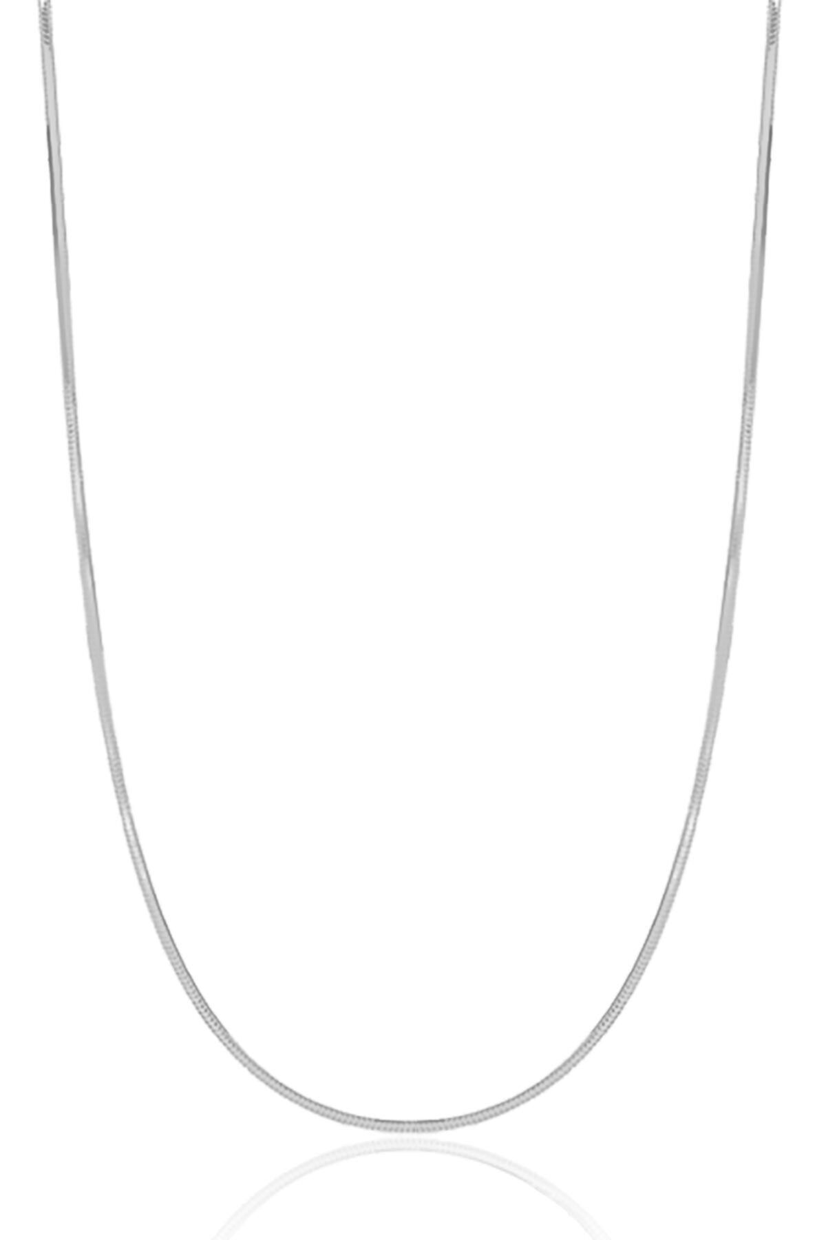 CMD Kadın Gümüş Italyan Yassı Yılan Zincir Rodyum Kaplama Rodajlı Ezme Kolye Özel 1mm Mücevher gümüş - 40 cm