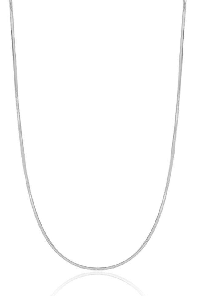CMD Kadın Gümüş Italyan Yassı Yılan Zincir Rodyum Kaplama Rodajlı Ezme Kolye Özel 1mm Mücevher gümüş - 40 cm