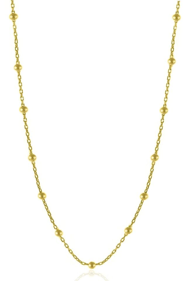 Kadın Gümüş Top Top Zincir 24 Ayar Altın Kaplama Toplu Kolye Özel 1.2mm Mücevher GOLD - 45 cm
